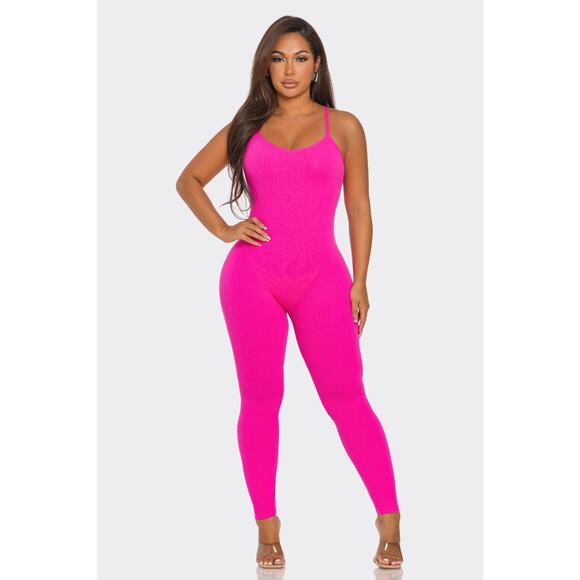 HackleBee | Hot Pink Back To Basics Jumpsuit Size S, M, L - Picture 1 of 5